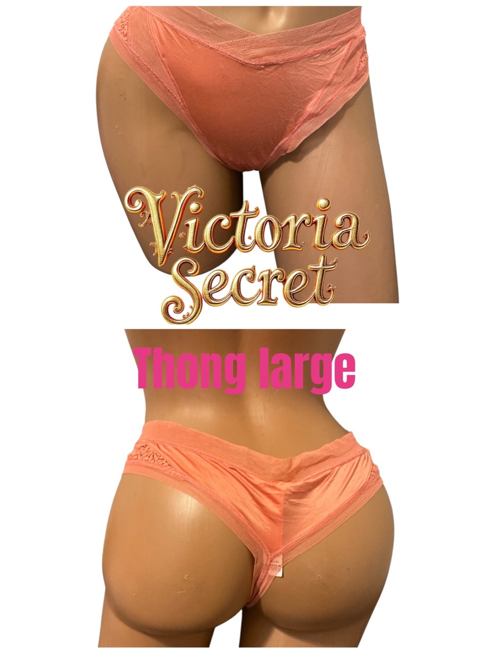 Victoria's Secret Coral Lace-Trim Thong